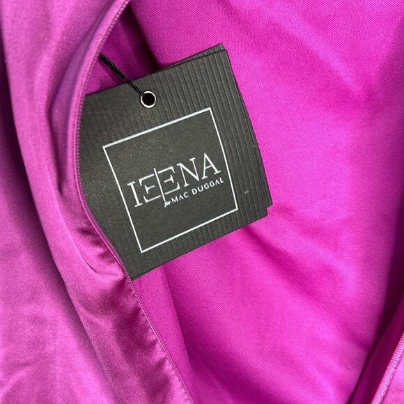 NWT IEENA for MAC DUGGAL Orchid One Shoulder Satin Puff Sleeve Side Ruched Gown - Picture 11 of 13